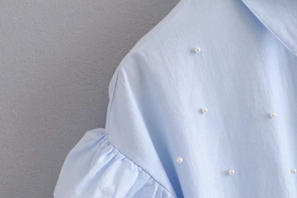 Uue mudeli klassikalise kraega ja pärlitega naiste särk