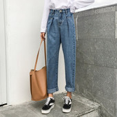Pašreizējie sieviešu taisnie džinsi ar augstu vidukli un izmēru līdz 5XL