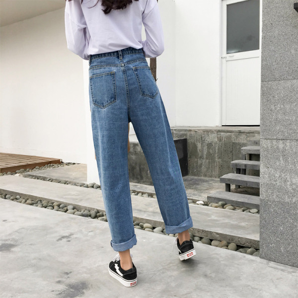 Pašreizējie sieviešu taisnie džinsi ar augstu vidukli un izmēru līdz 5XL