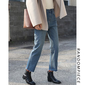 Vienkārši sieviešu taisni džinsi ar augstu vidukli un izmēriem līdz 5XL