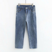 Laisvalaikio moteriškų ilgų džinsų paprastas modelis su kišenėmis