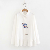 Modern széles női ing klasszikus gallérral és hosszú ujjal