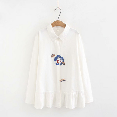 Modern széles női ing klasszikus gallérral és hosszú ujjal