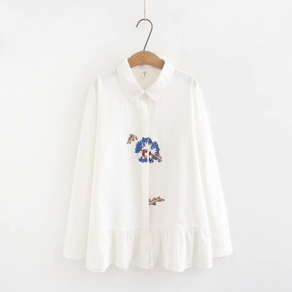 Modern széles női ing klasszikus gallérral és hosszú ujjal