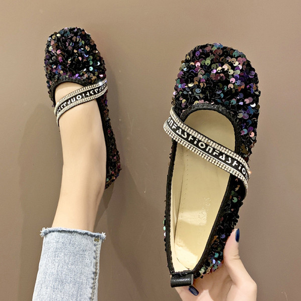 Pantofi casual dama cu talpa plate si paiete