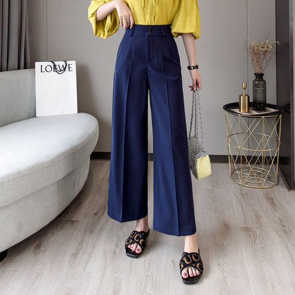 Lezser női nadrág széles modell gombokkal és magas derékkal