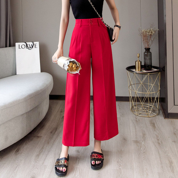 Lezser női nadrág széles modell gombokkal és magas derékkal