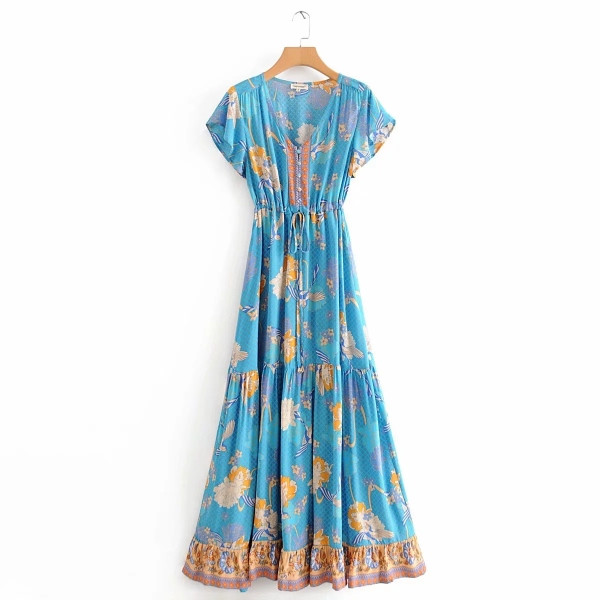 Modern női ruha spitz nyakkivágással, nyakkendővel és rövid ujjúval