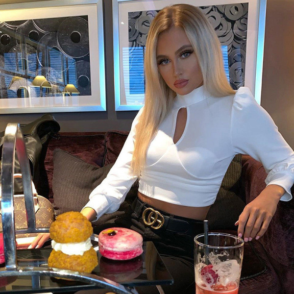 Moderni moteriška trumpa palaidinė aukšta apykakle ir ilgomis rankovėmis