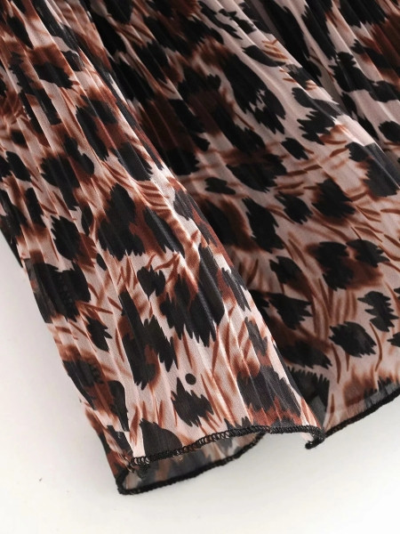 Izgriezta modeļa sieviešu svārki ar augstu vidukli un dzīvnieku rakstu