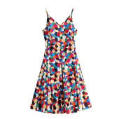 Színes női ruha vékony pántokkal - kivágott pontmintás