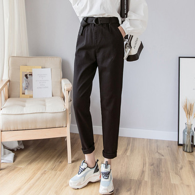 Pantaloni casual dama cu centura si buzunare