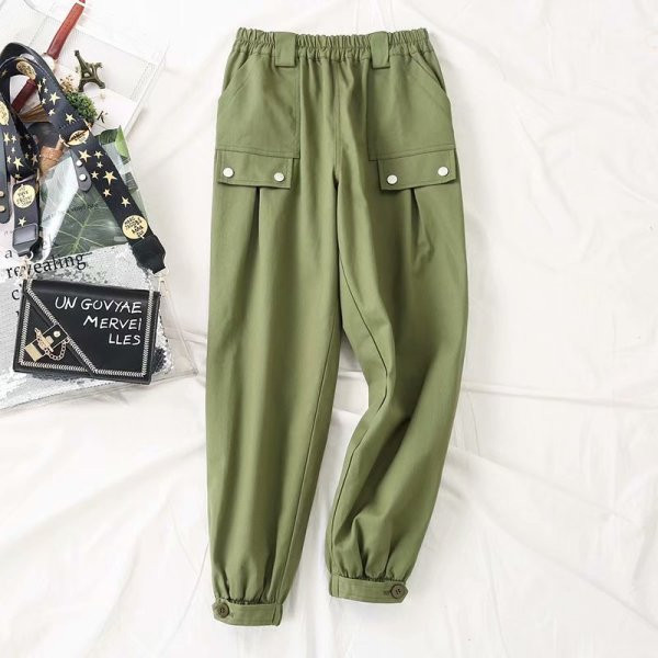 Alkalmi női hosszú nadrág zsebekkel és nyakkendőkkel