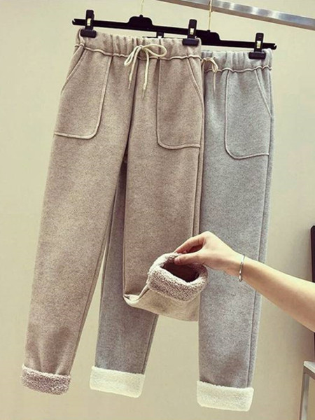 Ikdienas sieviešu bikses ar saitēm un kabatām