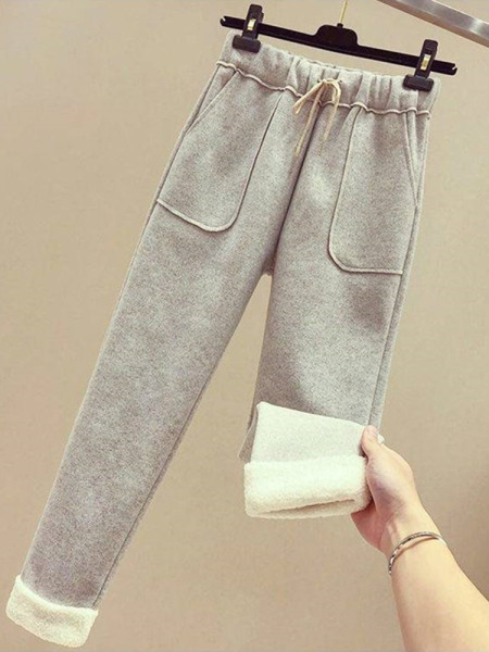 Ikdienas sieviešu bikses ar saitēm un kabatām