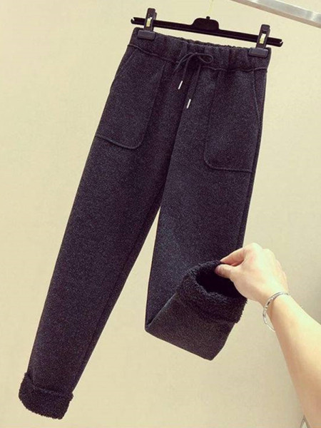 Ikdienas sieviešu bikses ar saitēm un kabatām