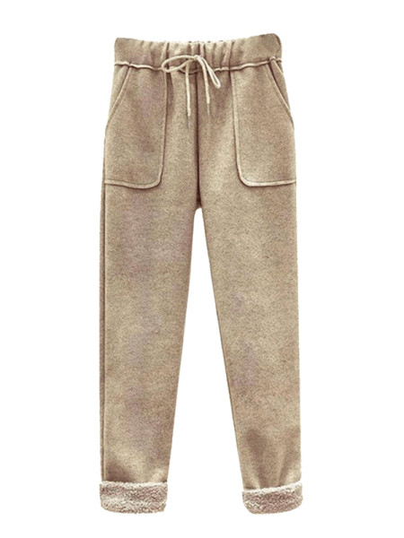 Ikdienas sieviešu bikses ar saitēm un kabatām