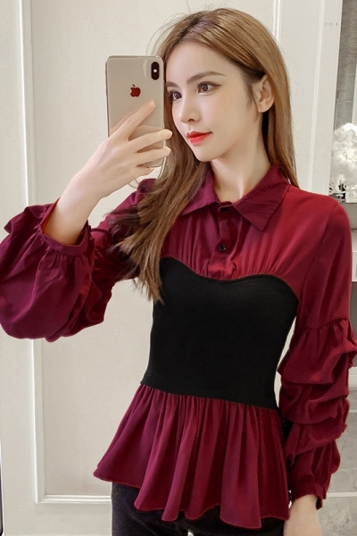 Moderna ženska košulja sa širokim rukavima i klasičnim ovratnikom