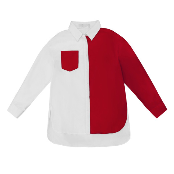 Dabartiniai moteriški marškiniai su klasikine apykakle ir kišene