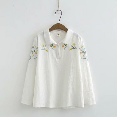 Naiste vabaaja särk pikkade varrukate ja tikanditega