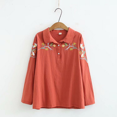 Naiste vabaaja särk pikkade varrukate ja tikanditega