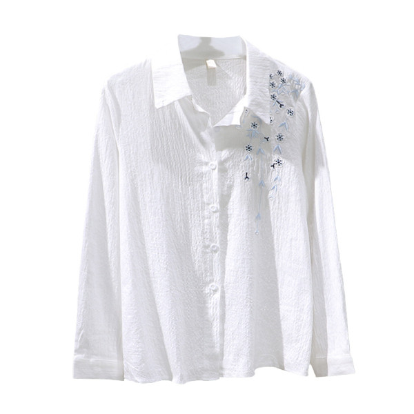 Alkalmi női ing klasszikus gallérral és hímzéssel