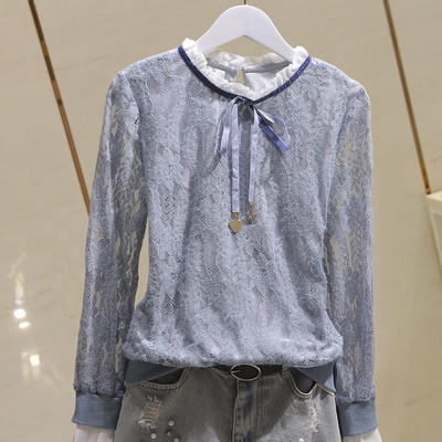 Aktuális női csipke blúz csipkegallérral