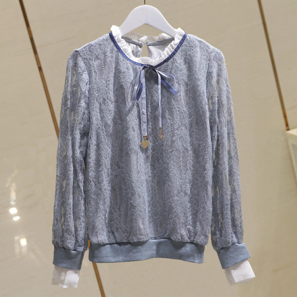 Aktuális női csipke blúz csipkegallérral