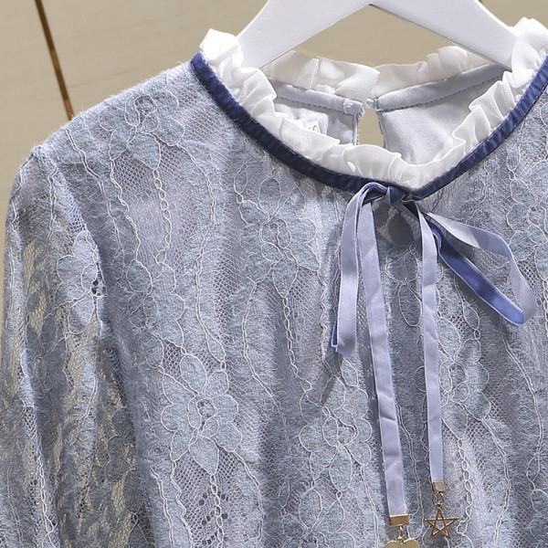 Aktuális női csipke blúz csipkegallérral