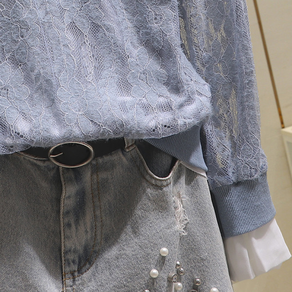 Aktuális női csipke blúz csipkegallérral