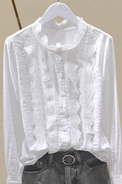 Camasa dama primavara-toamna cu dantela si nasturi