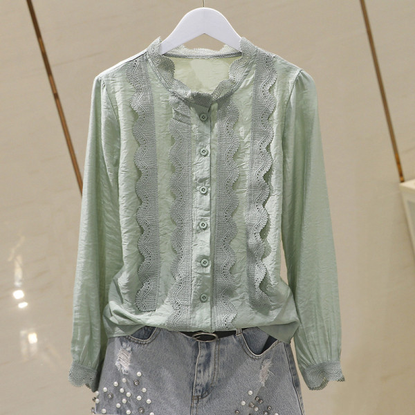 Camasa dama primavara-toamna cu dantela si nasturi