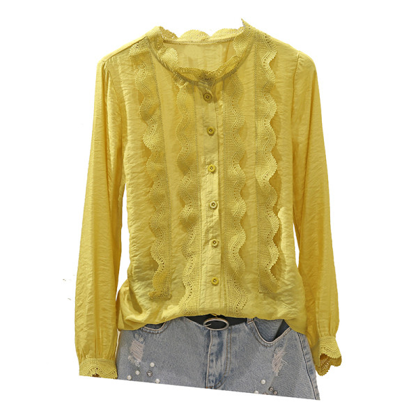 Camasa dama primavara-toamna cu dantela si nasturi