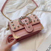 Geanta dama cu decor cu pietre si prindere metalica