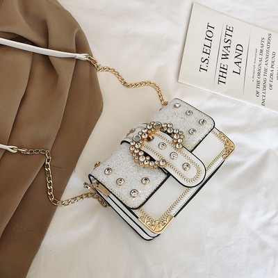 Geanta dama cu decor cu pietre si prindere metalica