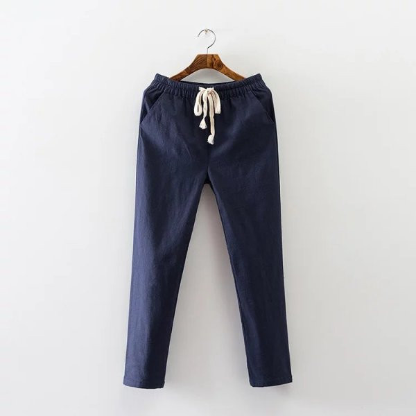 Pantaloni lungi casual de dama cu cravate si buzunare