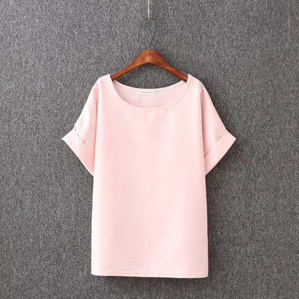 Moodne lühikeste varrukate ja O-kaelusega naiste T-särk