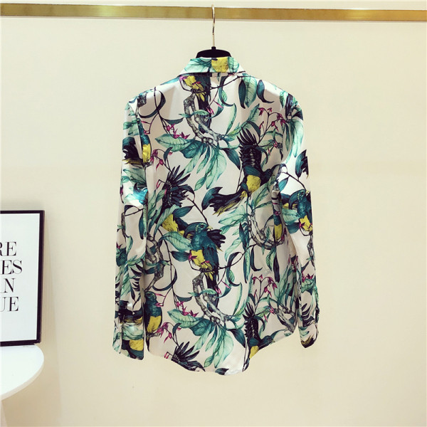 Új modell tavaszi női ing szalaggal és virágmintával