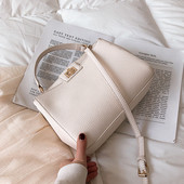 Ежедневна дамска кожена чанта с дълга и къса дръжка