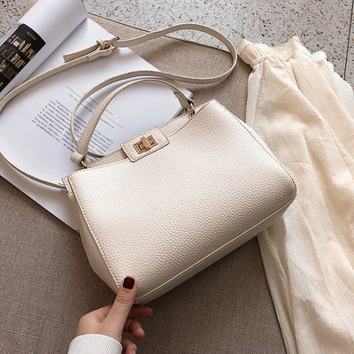 Ежедневна дамска кожена чанта с дълга и къса дръжка