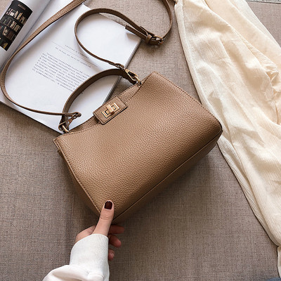 Ежедневна дамска кожена чанта с дълга и къса дръжка