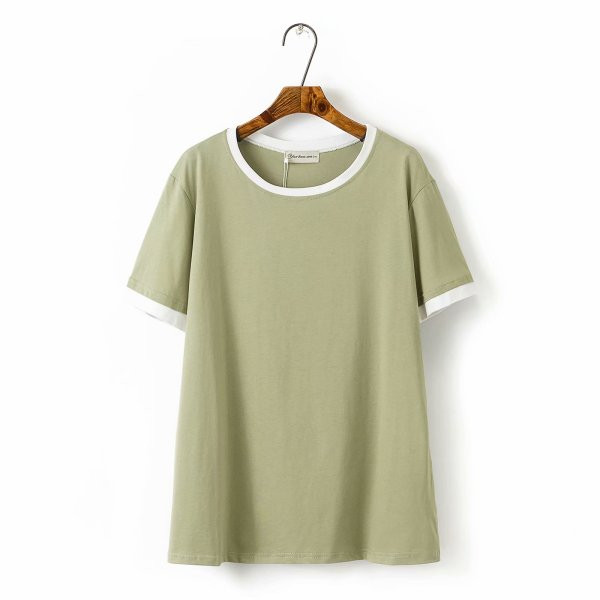 Ikdienas sieviešu t-krekls ar ovālu kakla izgriezumu un īsām piedurknēm