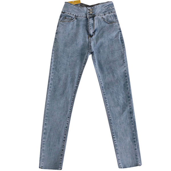 Blugi de dama actuali cu talie inalta si nasturi