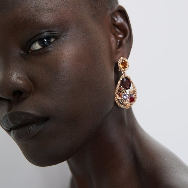 Cercei de dama vintage cu pietre colorate