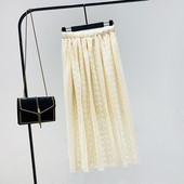 Jauna modeļa kroku sieviešu svārki ar augstu mežģīņu vidukli