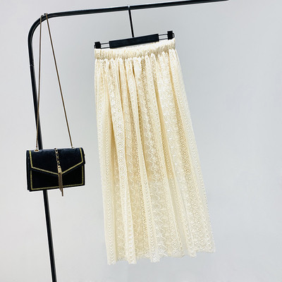 Jauna modeļa kroku sieviešu svārki ar augstu mežģīņu vidukli