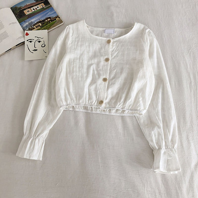 Modern női ing ovális nyakkivágással és széles ujjakkal