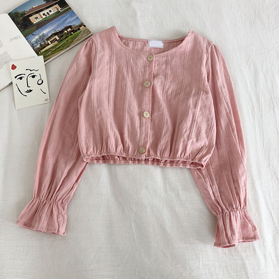 Modern női ing ovális nyakkivágással és széles ujjakkal