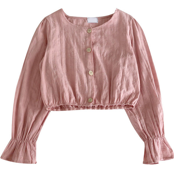 Modern női ing ovális nyakkivágással és széles ujjakkal