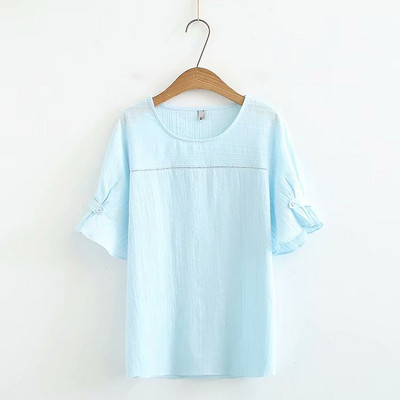 Vabaaja naiste lühike T-särk laiade lühikeste varrukate ja ovaalse kaelusega